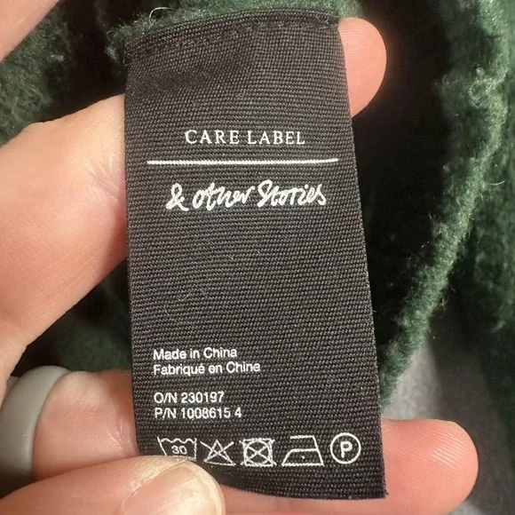 & Other‎ Stories Sweater Womens XS Green Balloon Sleeve Crewneck Knit Pullover - Picture 6 of 11